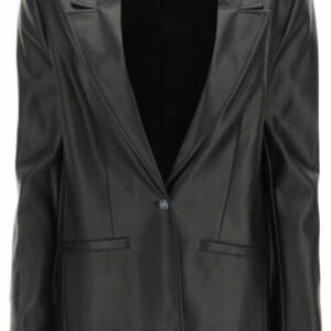 STAUD MADDEN BLAZER IN VEGAN LEATHER XS Black