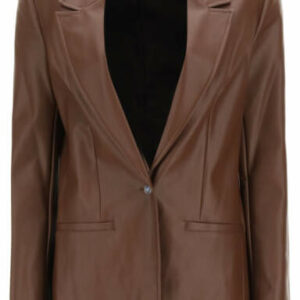 STAUD MADDEN BLAZER IN VEGAN LEATHER XS Brown