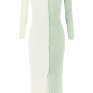 STAUD SHOKO TWO-TONE DRESS M Green, White