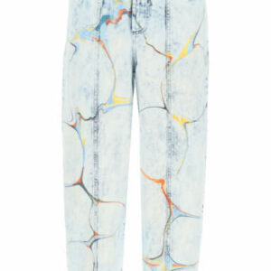 STELLA McCARTNEY JEANS WITH MARBLED PRINT 25 Blue, Red, Yellow Cotton, Denim