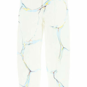 STELLA McCARTNEY JEANS WITH MARBLED PRINT 27 White, Light blue, Yellow Cotton, Denim