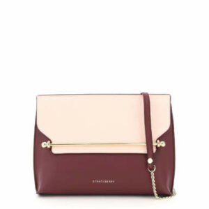 STRATHBERRY STYLIST BICOLOR CLUTCH WITH SHOULDER STRAP OS Purple, Pink Leather