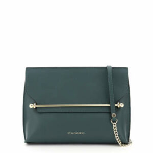 STRATHBERRY STYLIST CLUTCH WITH SHOULDER STRAP OS Green Leather
