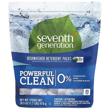 Seventh Generation Dishwasher Detergent Packs Free & Clear - 45.0 ea