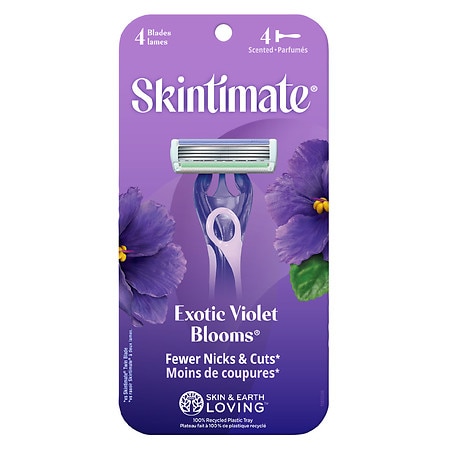 Skintimate Exotic Violet Blooms 4-Blade Women's Disposable Razors - 4.0 ea