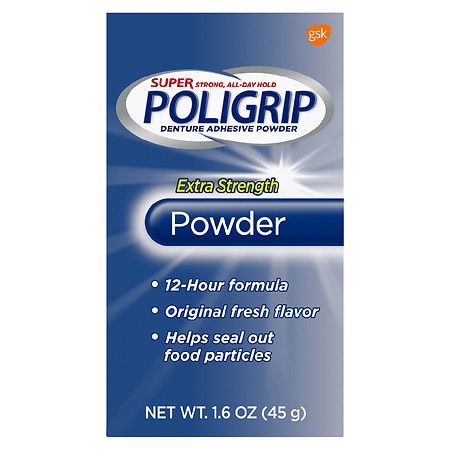 Super Poligrip Extra Strength Denture And Partials Adhesive Powder - 1.6 oz