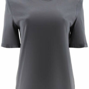 THE ATTICO BELLA T-SHIRT WITH PADDED SHOULDERS M Grey Cotton