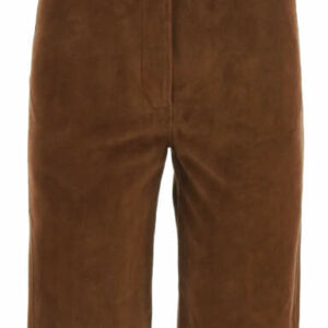 TOTEME SUEDE SHORTS 36 Brown Leather
