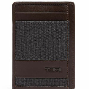 TUMI Alpha Anthracite/Brown Money Clip Card Case