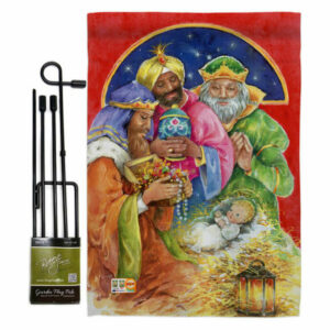 Three Kings Gifts Winter Nativity Garden Flag Set