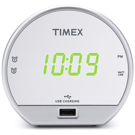 Timex Dual Alarm Clock with USB Charging and Battery Back Up T1212 - 1.0 ea