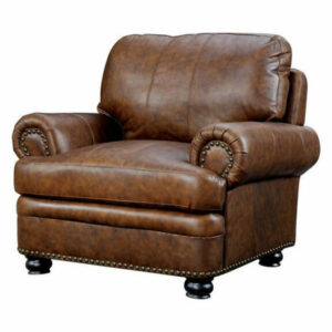 Top Grain Leather Upholstered Living Room Chair, Brown