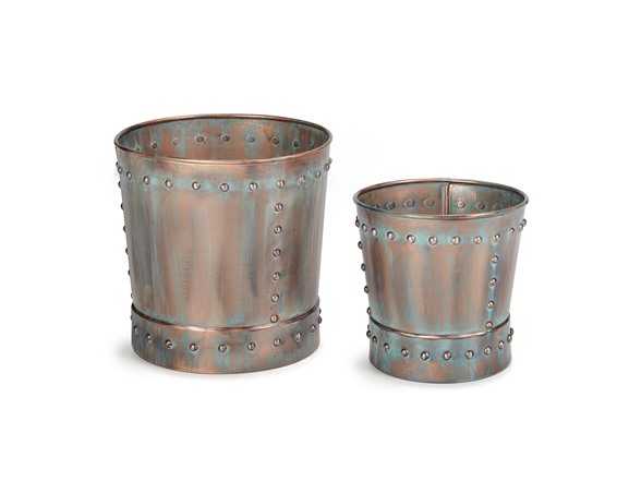 Verdigris Riveted Planters