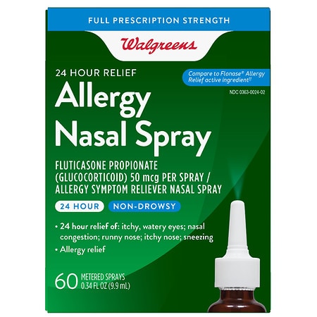 Walgreens 24 Hour Allergy Relief, Fluticasone Propionate Nasal Spray - 0.34 fl oz