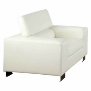 White Leatherette Upholstered Living Room Chair with Chorme Legs