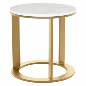 White & Gold Marble Living Room Accent End Side Table Heavy Duty Alumi
