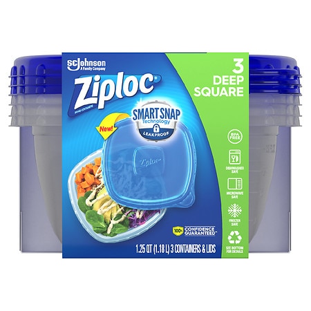 Ziploc Container with One Press Seal, Medium Square Medium Square - 3.0 ea