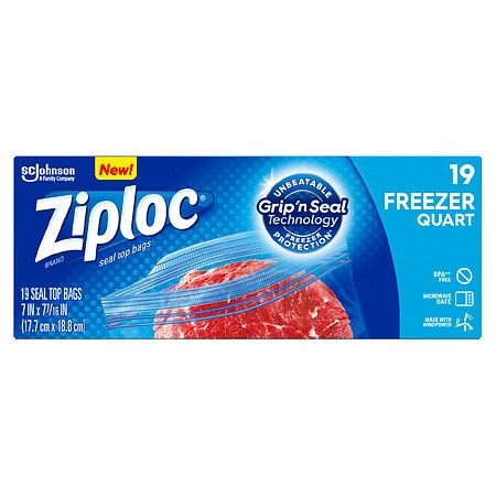 Ziploc Freezer Bags, Quart Quart - 19.0 ea