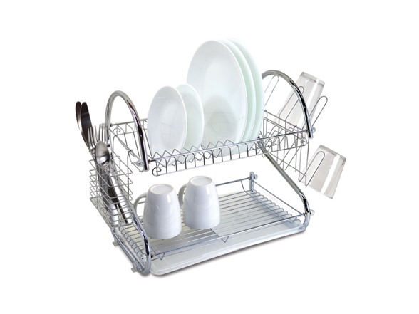 2-Tier 18" Chrome-Plated Stainless Steel Dish Rack