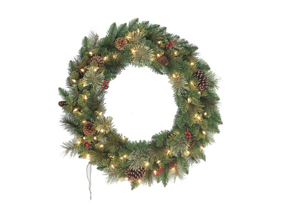 30" Berry & Pine Cone Wreath (Open Box)