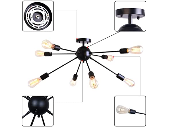 8 Lights Industrial Ceiling Light