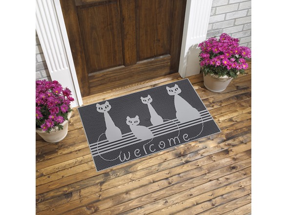 Baroque Series Cats Silver Door Mat