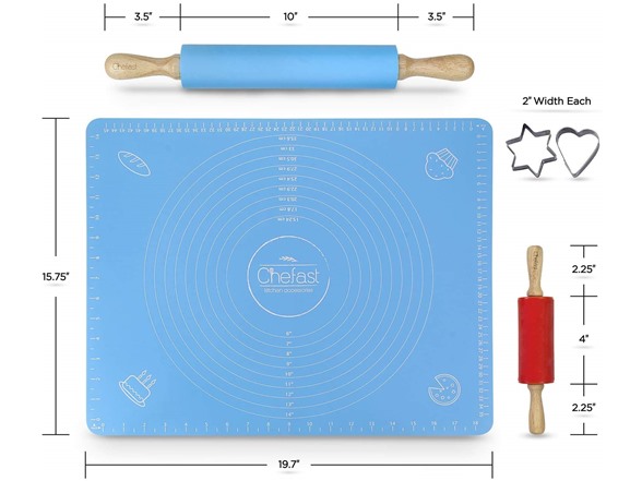 Chefast Rolling Pin and Pastry Mat Set