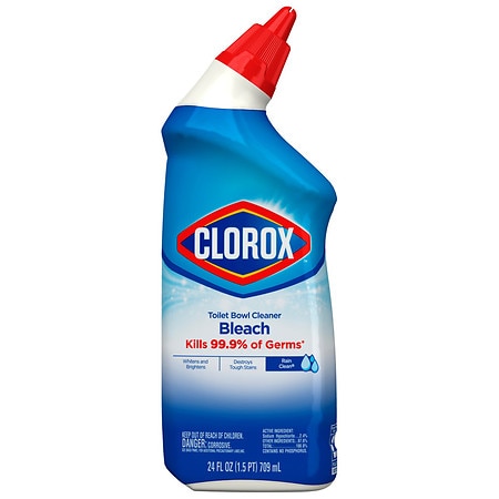 Clorox Toilet Bowl Cleaner Clinging Bleach Gel Rain Clean, Rain Clean - 24.0 fl oz