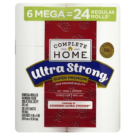 Complete Home Super Premium Ultra Strong Toilet Paper 6 ct - 308.0 sh x 6 pack