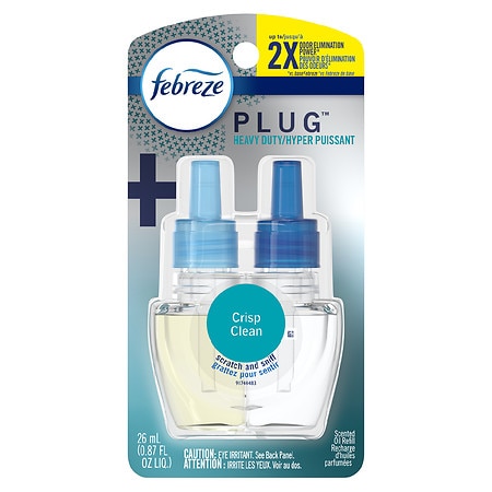 Febreze Plug Air Freshener, Heavy Duty Crisp Clean, Oil Refill - 0.87 fl oz