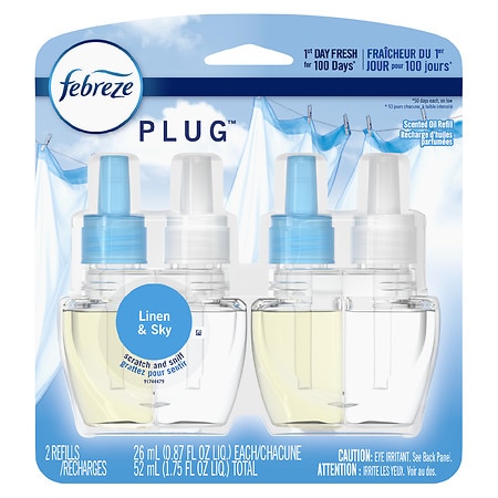 Febreze Plug Air Freshener, Linen & Sky, Oil Refills - 0.87 fl oz x 2 pack