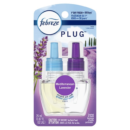 Febreze Plug Air Freshener, Mediterranean Lavender, Oil Refill Mediterraenan Lavender - 0.87 fl oz