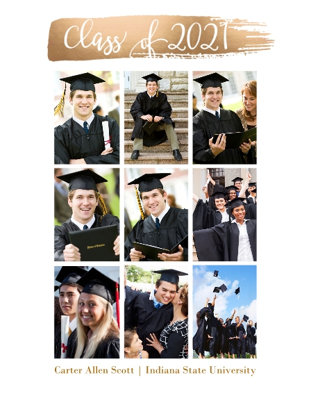 Graduation 11x14 Adhesive Poster, Home Décor -Metallic Brush Graduate 2021