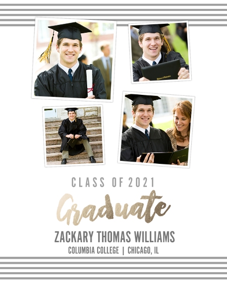 Graduation 16x20 Poster, Home Décor -Collegiate Stripes Graduate 2021