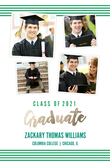 Graduation 20x30 Adhesive Poster, Home Décor -Collegiate Stripes Graduate 2021