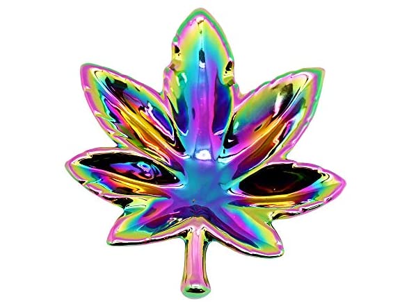 Hemp Leaf Rainbow Iridescent Ashtray