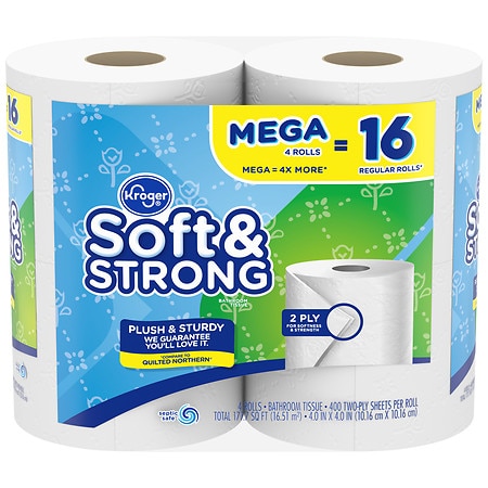 Kroger Soft & Strong Mega Roll Bathroom Tissue - 400.0 ea x 4 pack