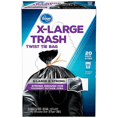 Kroger X-Large 55 Gallon Twist Tie Trash Bags - 20.0 ea