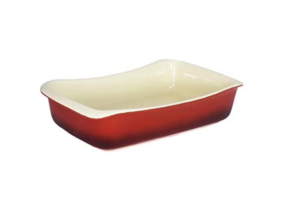 Le Regalo Rectangular Stoneware Baking Dish, Red