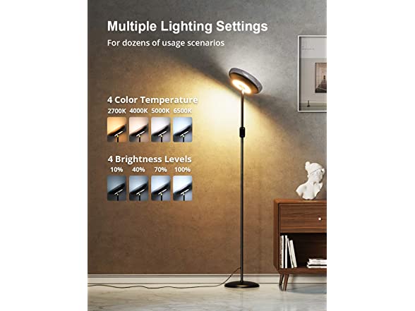 Miroco LED Adjustable Torchiere Floor Lamp