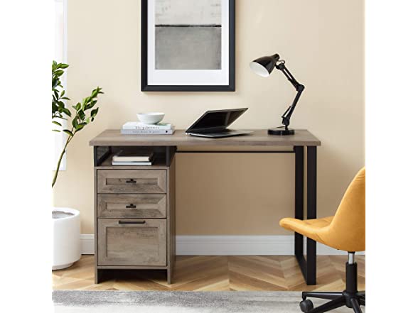 Modern Metal and Wood 3 Drawer Desk