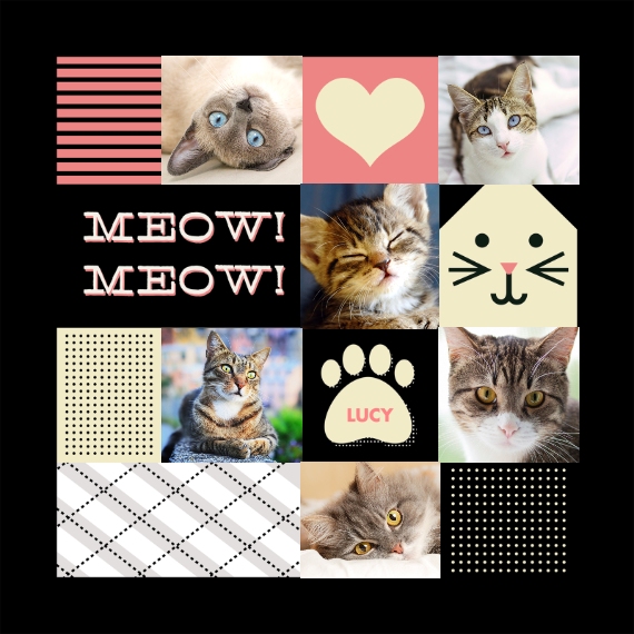 Pets 18x18 Square Throw Pillow, Gifts -Cat Collage