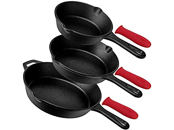 Pre-Seasoned Cast Iron Skillet 3-Piece Set