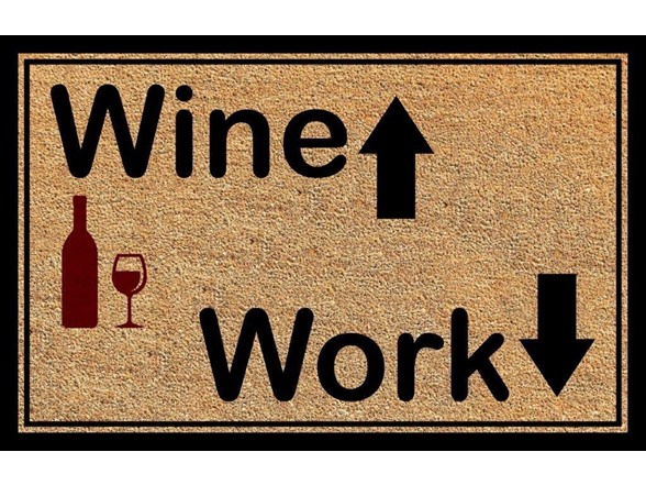 Printed Coir Welcome Mat, Wine & Work